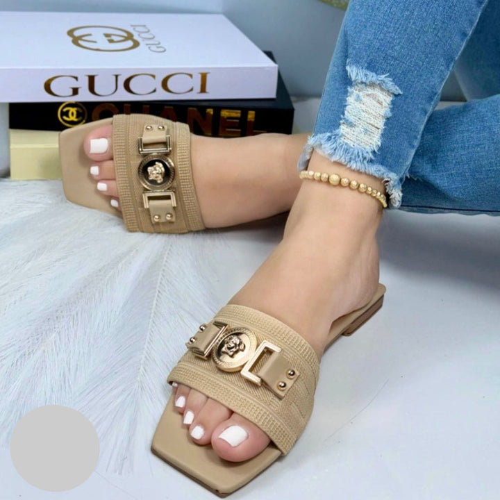 Sandalia Plana Ref. Gucci Moneda Glamure Esencia