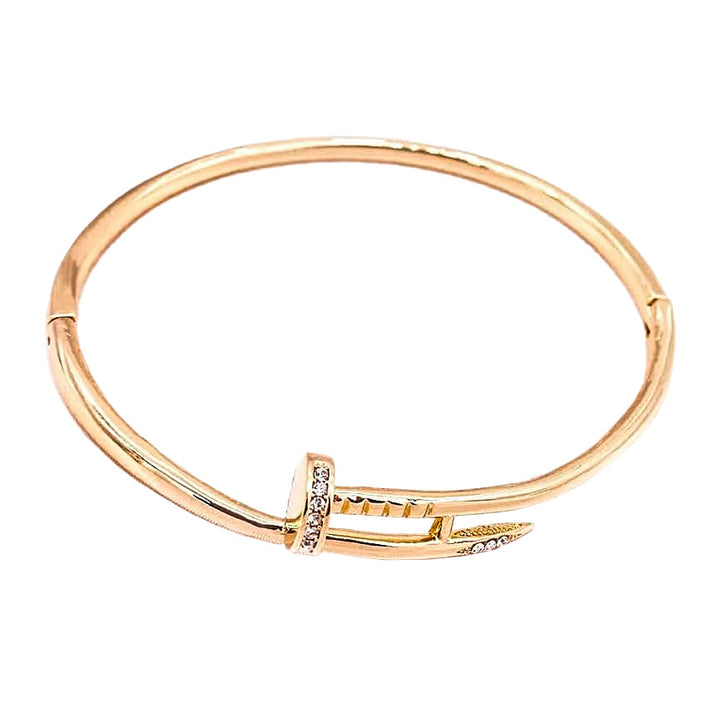 Pulsera Clavo Unisex Circon Rodio Dorado